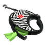 Купить WAUDOG R-leash "Зебра" Поводок-рулетка для собак с контейнером для пакетов, светоотражающая лента