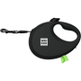 Кипити WAUDOG R-leash Повідець-рулетка для собак з контейнером для пакетів, світловідбивальна стрічка, чорний