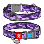 Кипити WAUDOG Nylon «Фіолетовий камо» Нашийник для собак нейлоновий з QR паспортом, пластиковий фастекс