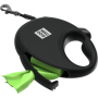 Кипити WAUDOG R-leash Повідець-рулетка для собак з контейнером для пакетів, світловідбивальна стрічка, чорний