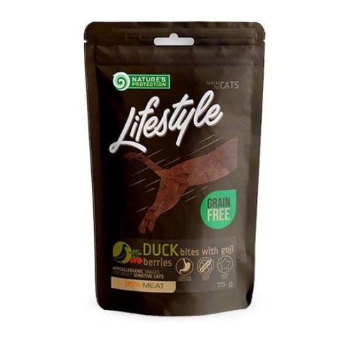 Lifestyle Duck Bites With Godji Berries Лакомство для кошек, утиные кусочки с ягодами годжи