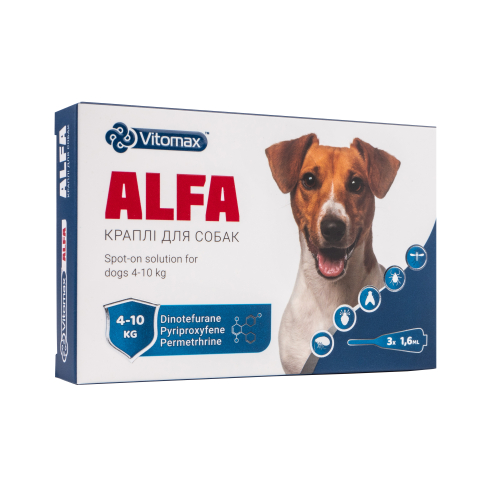 Alfa Капли на холке от паразитов для собак весом от 4 до 10 кг