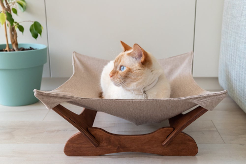 Лежак - гамак brown+beige для кота