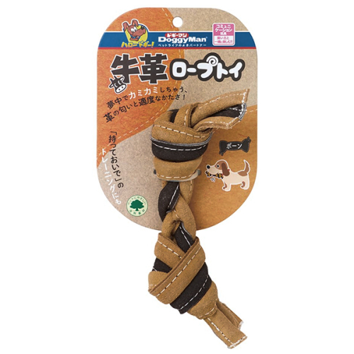 Leather Rope Bone Плетеная жевательная игрушка для собак, кость с узлами, кожаная