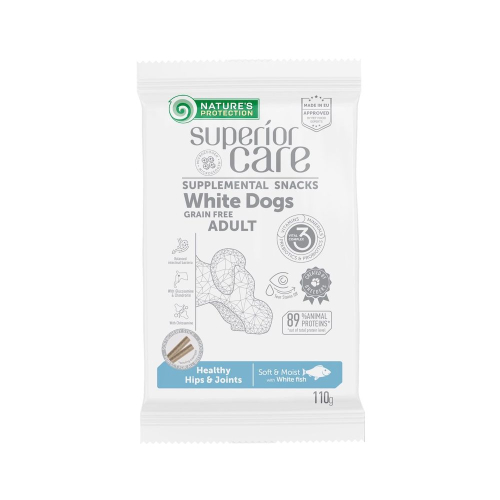 Superior Care White Dogs Healthy Hips & Joints Беззерновые лакомства для взрослых собак всех пород с белым украшением шерсти для поддержания здоровых суставов