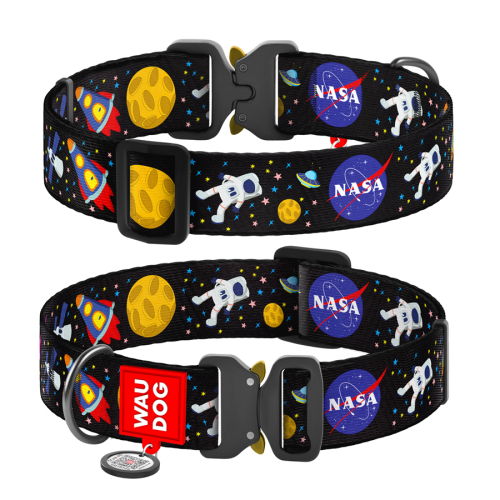WAUDOG Nylon «NASA» XXL, Ошейник для собак нейлоновый с QR паспортом, металлическая пряжка-фастекс