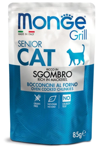 Cat Grill Senior Mackerel – влажный корм со скумбрией для пожилых кошек (кусочки в желе)