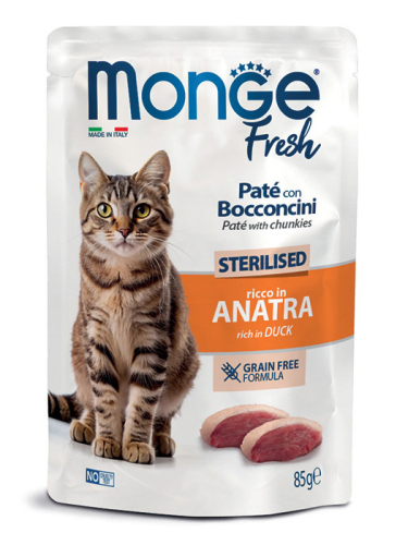 Cat Wet FRESH Sterilised - вологий корм з качкою для стерилізованих котів (шматочки в паштеті)