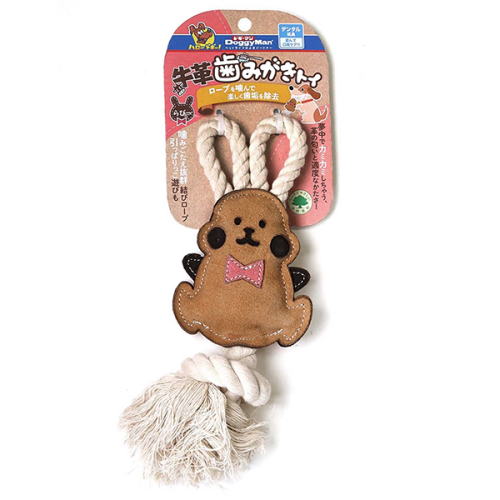 Leather Rabbit with Rope Жевательная игрушка для собак, кожаный кролик с канатом