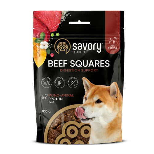 Monoprotein Squares Digestion Support rich in Beef Монопротеиновое лакомство для собак для поддержания пищеварения, с говядиной