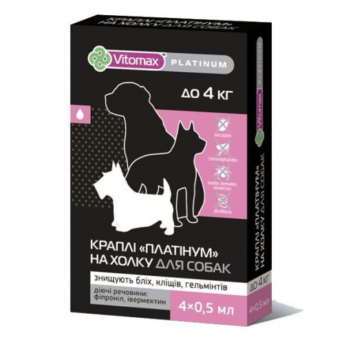 Platinum комплексные капли на холке для собак до 4 кг.
