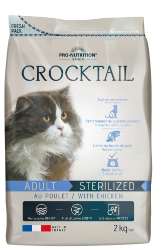 CROCKTAIL ADULT STERILIZED WITH CHICKEN Сухий корм для дорослих стерилізованих котів з куркою, підходить для котів зі схильністю до надмірної ваги