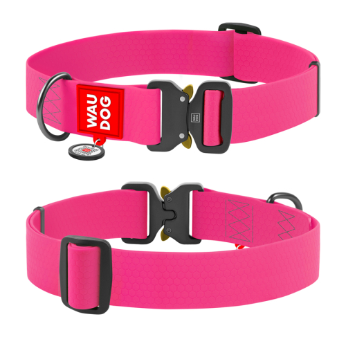 WAUDOG Waterproof Ошейник для собак водостойкий с QR-паспортом, металлическая пряжка-фастекс, XXL, розовый