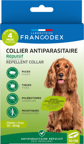 Laboratoire Repellent Collar Ошейник с репеллентным действием от блох и клещей для собак средних пород (весом 10-20 кг) с гераниолом