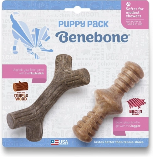 Maplestick/Zaggler Bacon 2-Pack Tiny Puppy Набор из двух жевательных игрушек для щенков