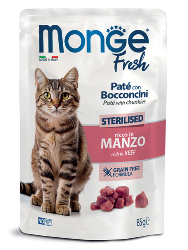 Cat Wet FRESH Sterilised - вологий корм з яловичиною для стерилізованих котів (шматочки в паштеті)