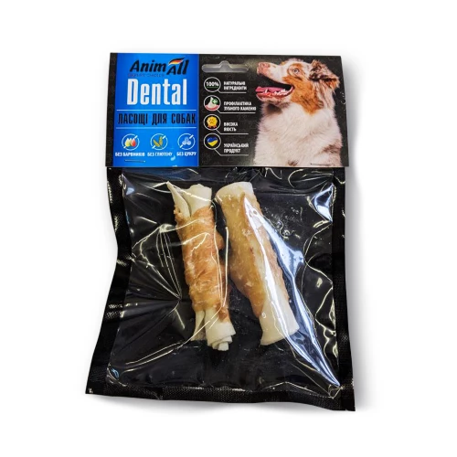Dental №4 Лакомство трубочка рулетик, для собак, с мясом курицы