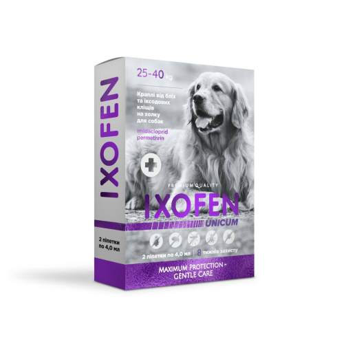 IXOFEN Капли от блох, иксодовых клещей и комаров на холке для собак 25-40 кг