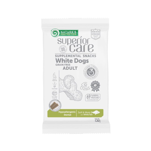 Superior Care White Dogs Hypoallergenic & Dental Care Беззерновые лакомства для взрослых собак всех пород с белым окрасом шерсти