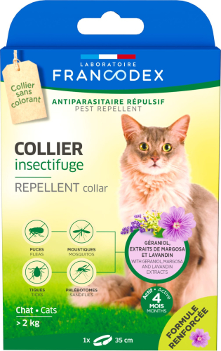 Laboratoire Repellent Collar Ошейник с репеллентным действием от блох и клещей для кошек с гераниолом, 35 см