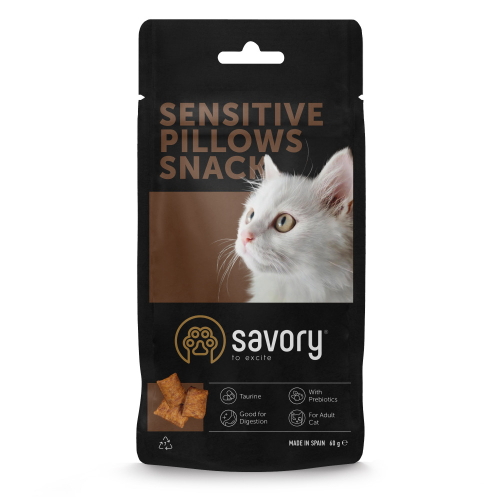 Cats Snacks Pillows Sensitive Хрумкі ласощі для дорослих котів з чутливим травленням