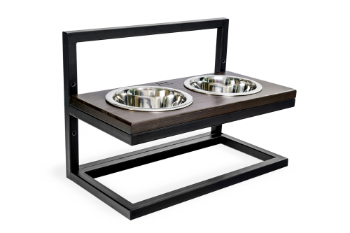 Lift Brown Wood + Black Миски на подставке с регулируемой высотой