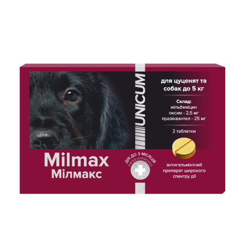 Milmax - антигельминтные таблетки для щенков и собак до 5 кг