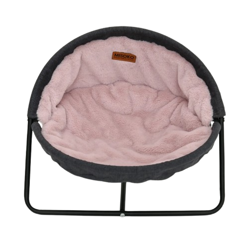 Pet bed round plush light grey and pink Складной лежак для домашних животных