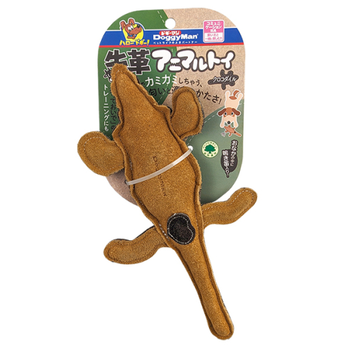 Leather Crocodile Жевательная игрушка с пищалкой для собак, крокодил кожаный