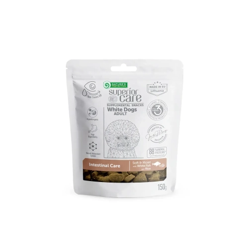 Superior Care White Dogs Intestinal Care Лакомство для взрослых собак с белой окраской с белой рыбой и рисом