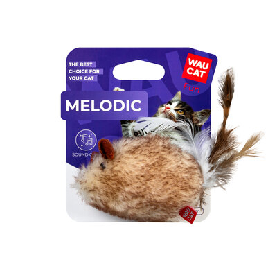 WAUCAT Fun Melodic Іграшка для котів, Мишка зі звуковим чипом, штучне хутро
