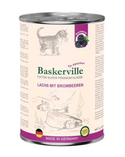 Super Premium Lachs Mit Brombeeren Лосось з ожиною вологий корм для кошенят