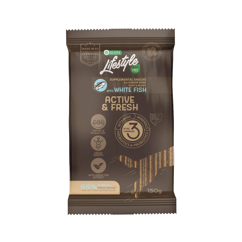 Lifestyle Grain Free White fish Active & Fresh Беззерновые лакомства с белой рыбой для активных молодых собак всех пород
