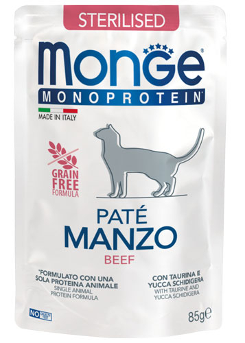 Cat Adult Pate Beef Sterilized – влажный монопротеиновый корм с говядиной для взрослых стерилизованных кошек (паштет)