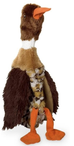 Plush Мягкая игрушка для собак Плюшевая Утка с пищалкой, коричневая