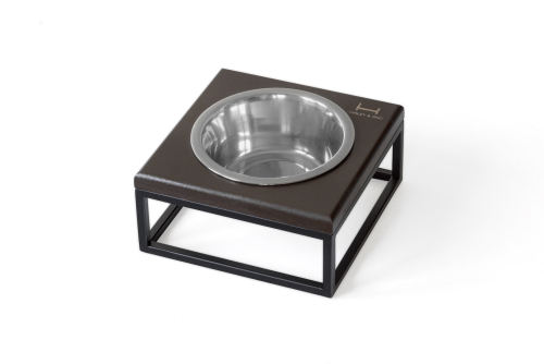 Lunch Bar Brown Wood + Black Одна миска на подставке