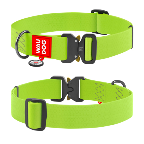 WAUDOG Waterproof Ошейник для собак водостойкий с QR-паспортом, металлическая пряжка-фастекс, XXL,зеленый