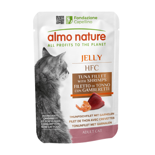 HFC Cat Jelly Кусочки тунца с креветками в нежном желе для кошек, пауч