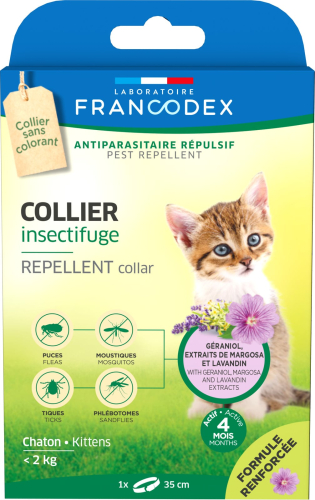 Laboratoire Repellent Collar Ошейник с репеллентным действием от блох и клещей для котят с гераниолом, 35 см