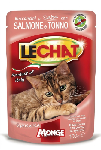 LC Cat Wet Adult - влажный корм с тунцом и лососем для кошек (кусочки в соусе)