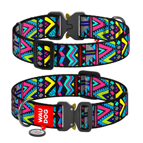 WAUDOG Nylon «Инди» Ошейник для собак нейлоновый с QR паспортом, металлическая пряжка-фастекс