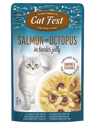 Cat Влажный корм для кошек лосось и осьминог в желе