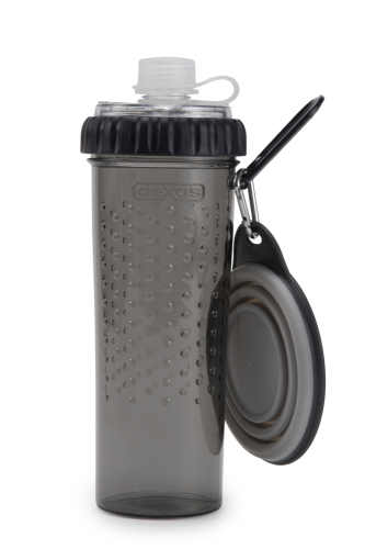 Snack-DuO with Companion Cup Пляшка подвійна під рідину та корм зі складною мискою 720 мл, світло-сіра
