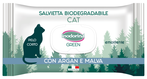 Green Emolliente con argan e malva биоразлагаемые влажные салфетки для короткошерстных кошек с мальвой и аргановым маслом