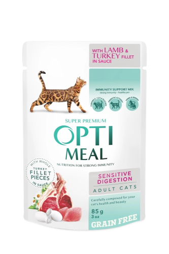 Adult Cats Sensitive Digestion Lamb & Turkey - беззерновий вологий корм з ягням та філе індички в соусі для котів із чутливим травленням