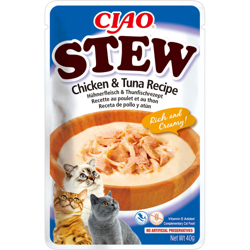 CIAO Stew Влажный корм для кошек, с тушеной курицей и тунцем
