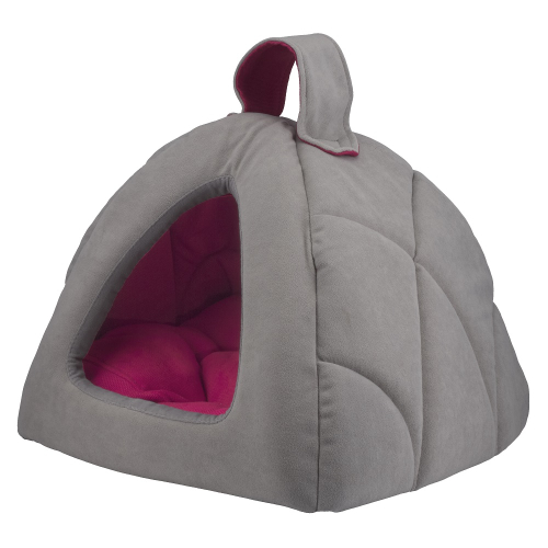 Silver gray/pink Леженка-домик для кошек и мелких пород собак, серо-розовый