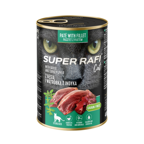 Super Rafi Cat Вологий корм із гусятиною та індичою печінкою для стерилізованих котів