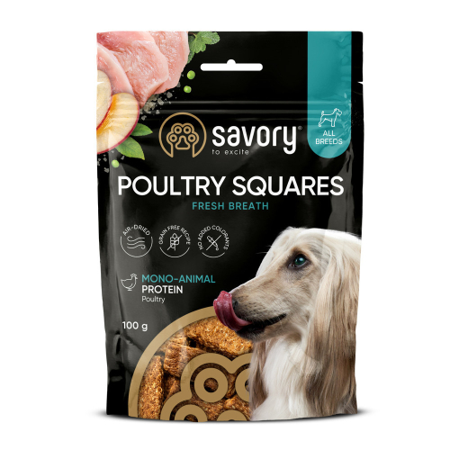 Monoprotein Squares Fresh Breathe rich in Poultry Монопротеиновые лакомства для собак для здорового дыхания, с мясом птицы
