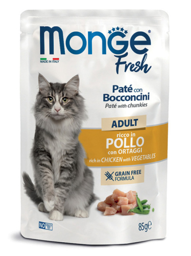 Cat Wet FRESH Adult - вологий корм з куркою та овочами для дорослих котів (шматочки в паштеті)